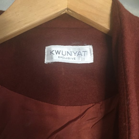 VINTAGE KWUNYAT EXCLUSIVE TRENCH WOOL FRINGE COATS SIZE 11 - Picture 7 of 7